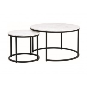 Комплект SIGNAL DION (2 стола журнальных) белый мрамор/черный